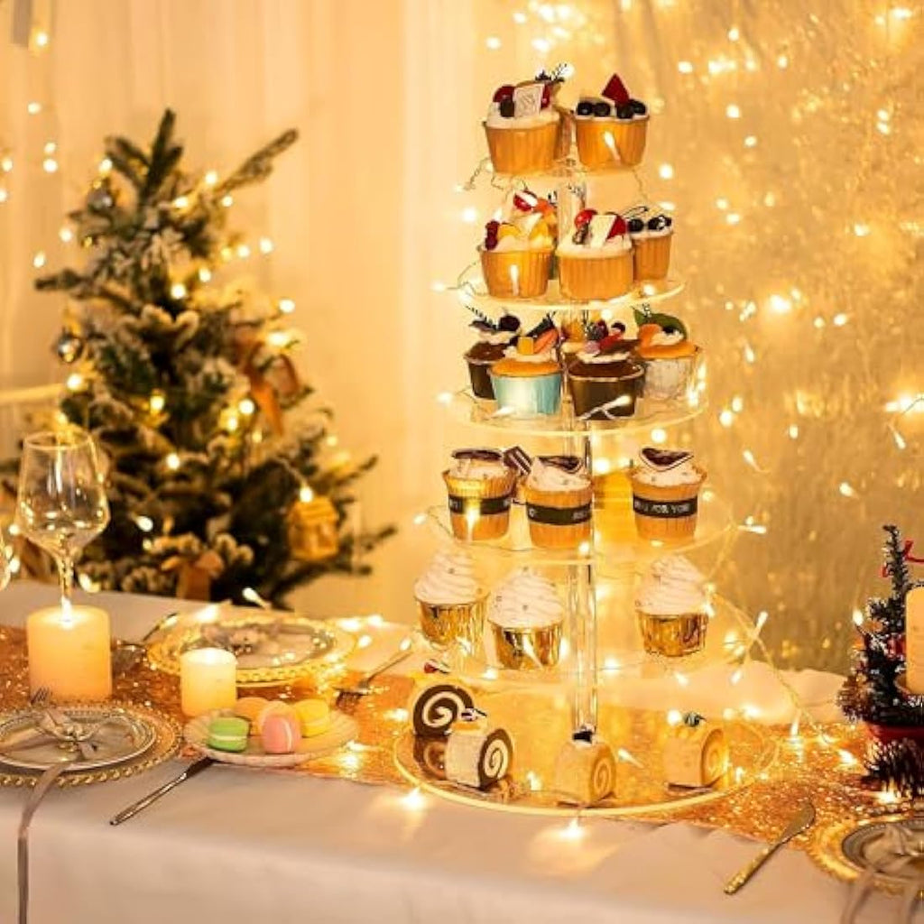 LANLONG 6 Tier Acrylic Cupcake Stand | 51cm Tall Clear Dessert Tower