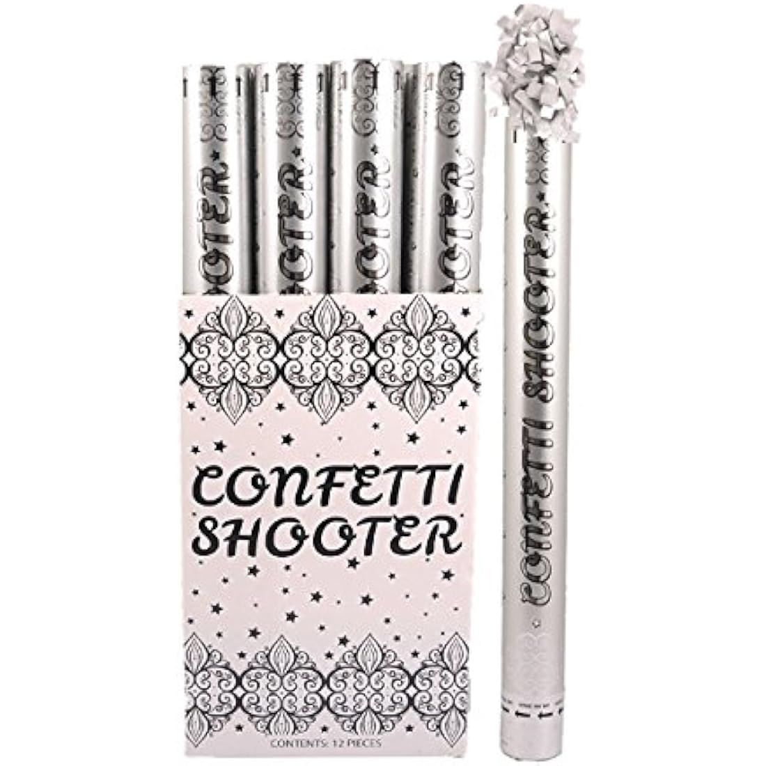 Silver Confetti Cannon Shooter for Weddings - 50cm (1 Pack)