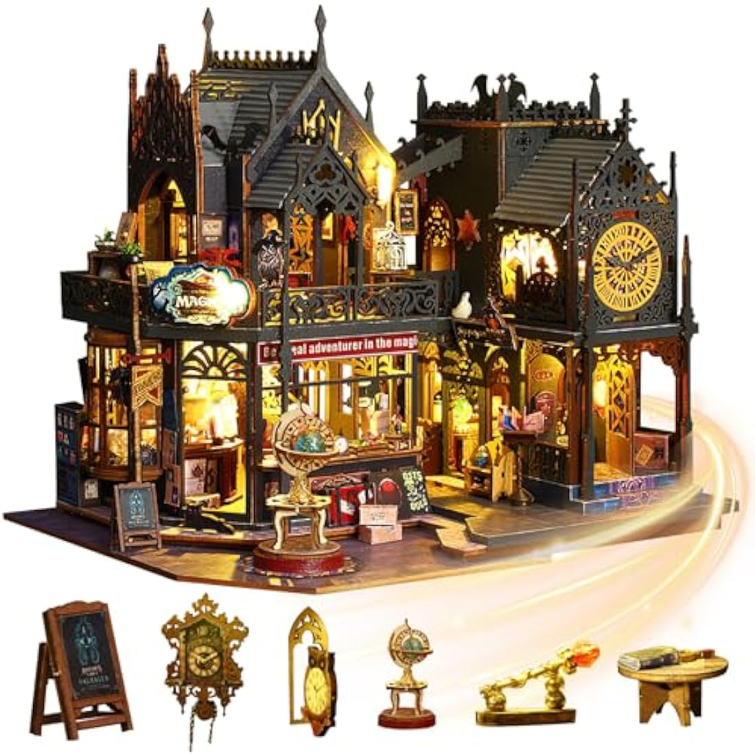 Jolof Store DIY Miniature Dollhouse Kit – Holo Magic City Wooden House