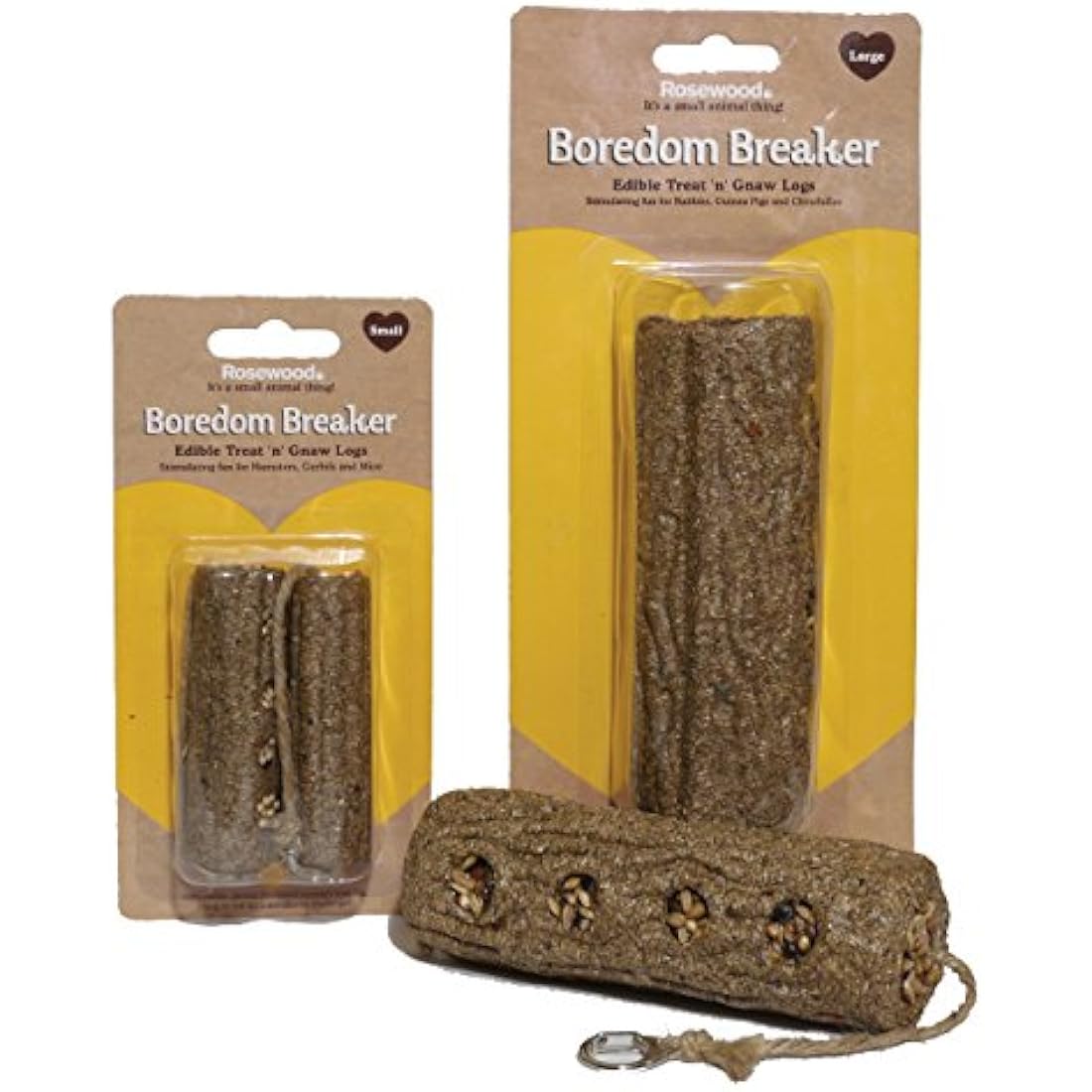 Rosewood Edible Treat 'n' Gnaw Logs – 2-Pack Peanut Small Pet Chew Toys