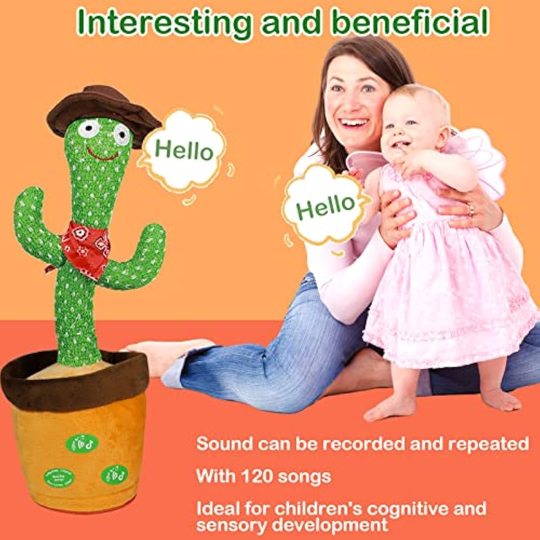 HICAS Dancing Talking Cactus Toy – 120 Songs & Voice Recorder Plush