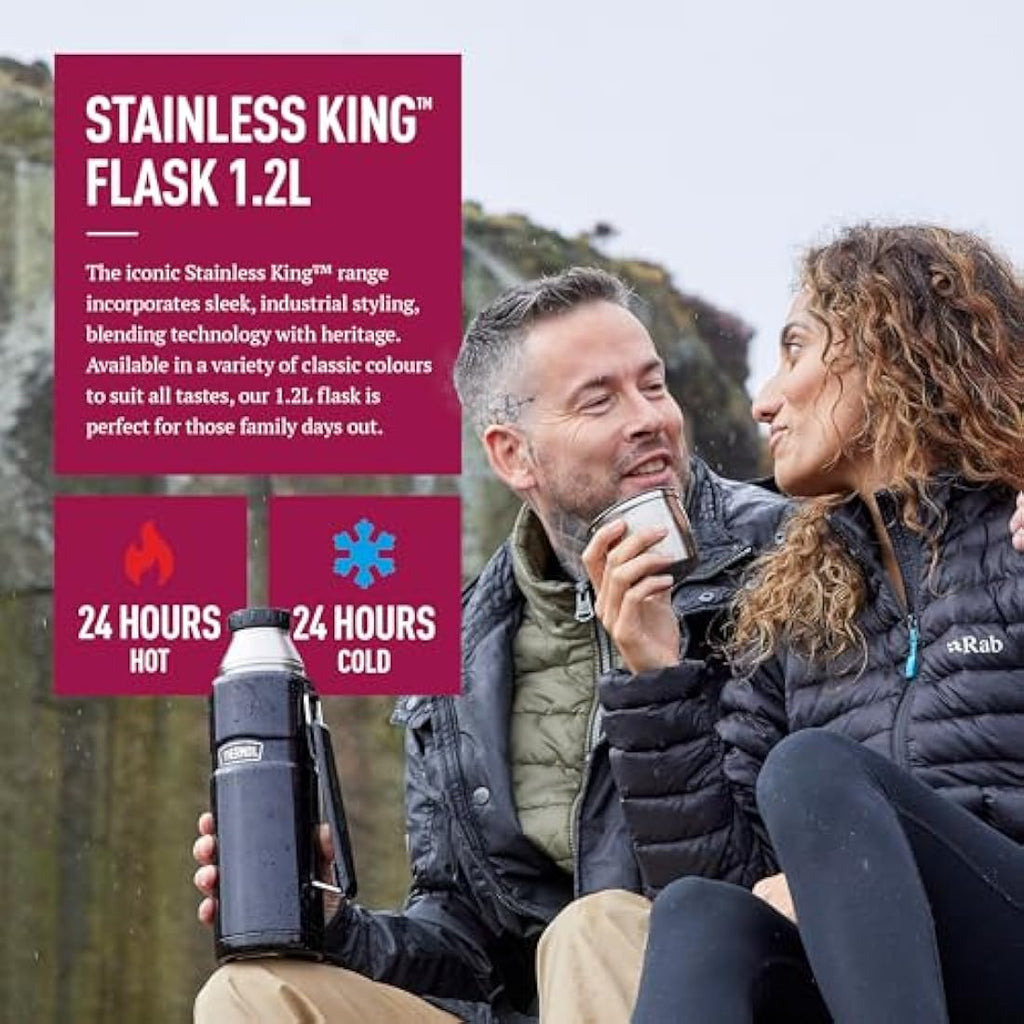 Thermos Stainless King 1.2L Travel Flask – Insulated Raspberry Steel