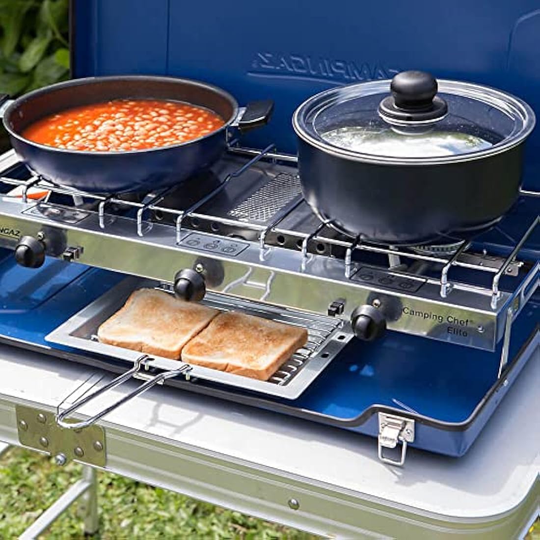 Campingaz Chef Folding Double Burner Gas Stove and Grill | Blue