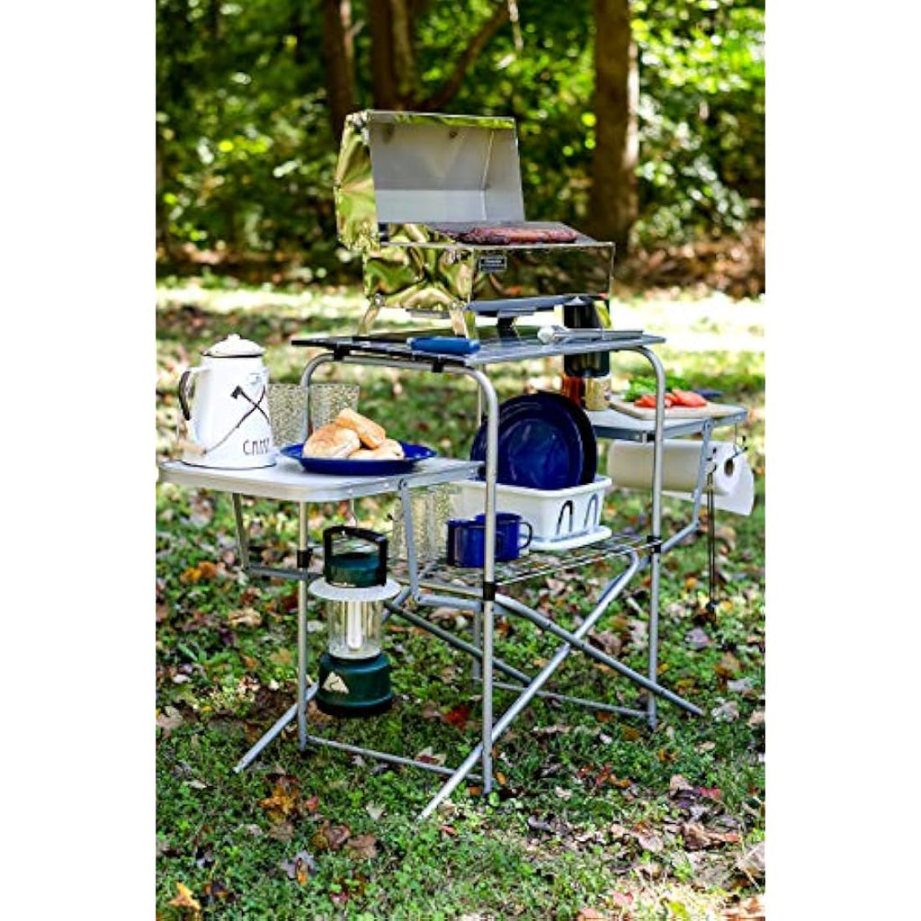 Camco Olympian Deluxe Portable Grill Table – Folding Outdoor Cooking Station