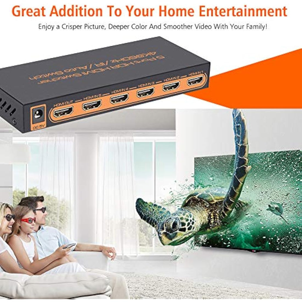 Sense Hometek 5-Port HDMI Switch 4K 60Hz with Remote | HDCP 2.2