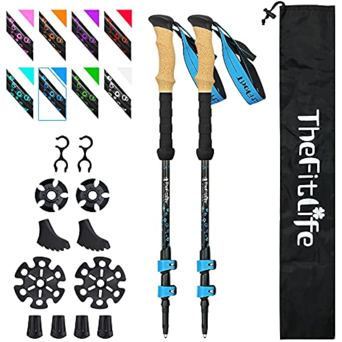 TheFitLife Carbon Fiber Trekking Poles | Ultralight Collapsible Hiking Sticks