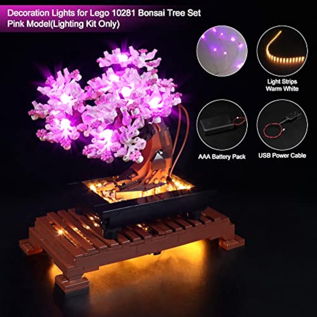 LocoLee LED Lighting Kit for Lego 10281 Bonsai Tree – USB Powered