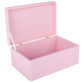 Creative Deco Pink Wooden Storage Box with Lid – Large Keepsake Craft Chest