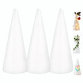 TOPBATHY 3Pcs White Polystyrene Foam Cones 30cm for DIY Crafts