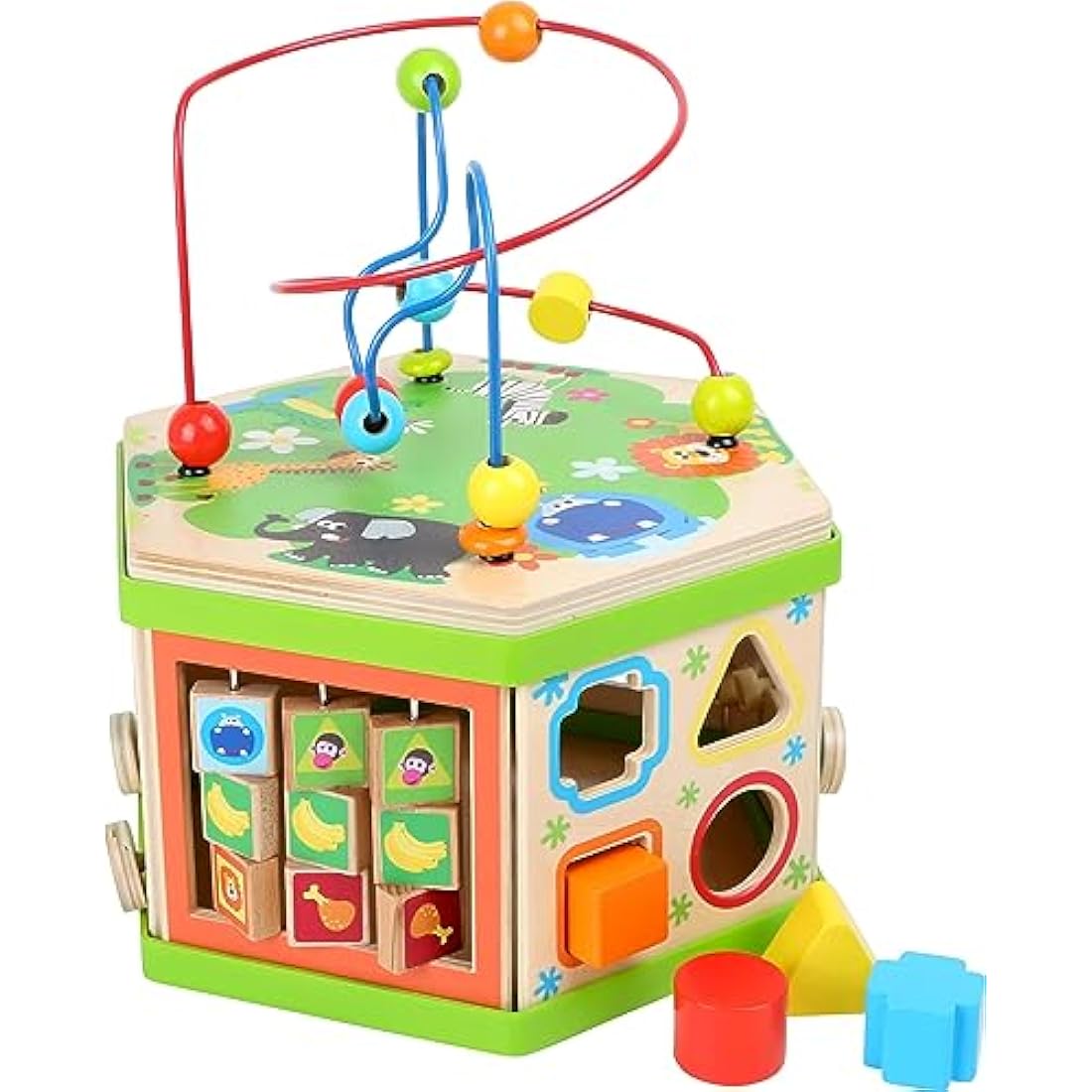 Legler Safari Wooden Activity Cube – Toddler Motor Skills Trainer