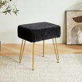 IBUYKE Velvet Rectangular Vanity Stool – Modern Ottoman with Gold Legs