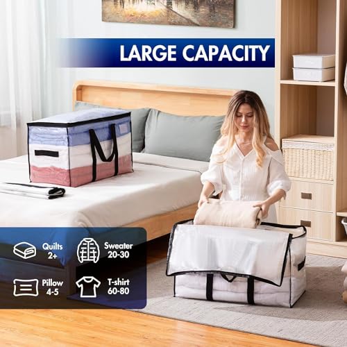 TAILI Extra Large Moving Bags | 6 Pack Clear Heavy Duty Storage Totes