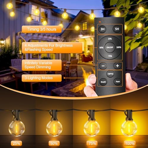 Jolof Store G40 Outdoor Festoon Lights – 45M Dimmable LED String Lights