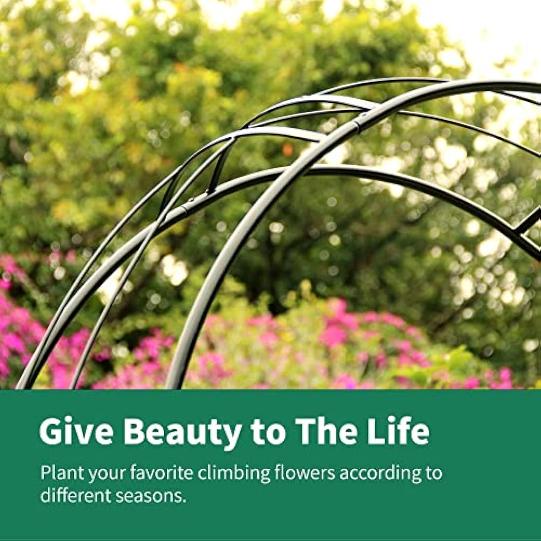 SCENDOR Wrought Iron Garden Arch – 87" Heavy Duty Trellis for Climbing Plants