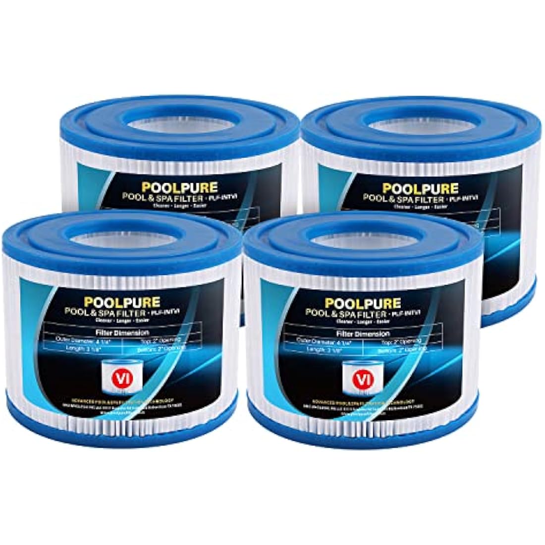 POOLPURE Type VI Spa Filter Replacement for 90352E Hot Tubs | Set of 4
