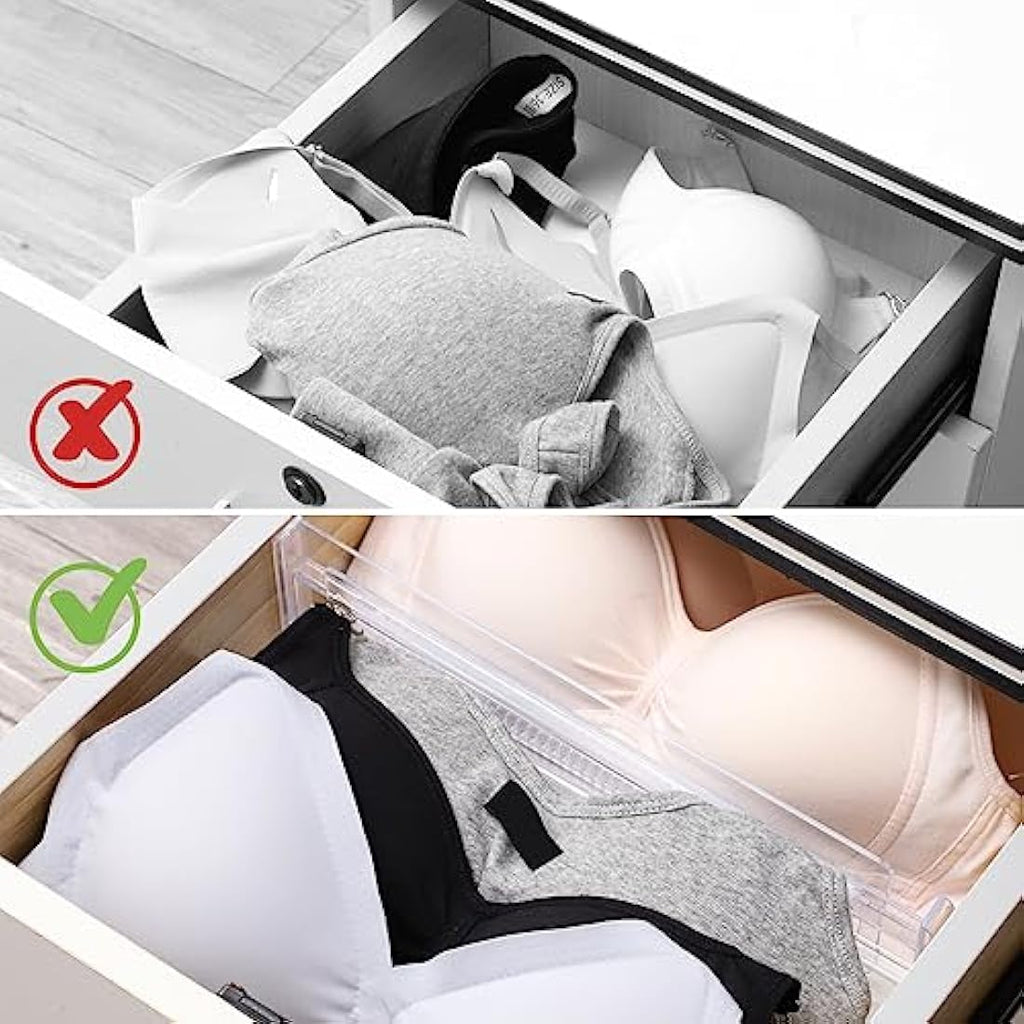 Yafe 6-Pack Adjustable Drawer Dividers – Clear Plastic Organizers