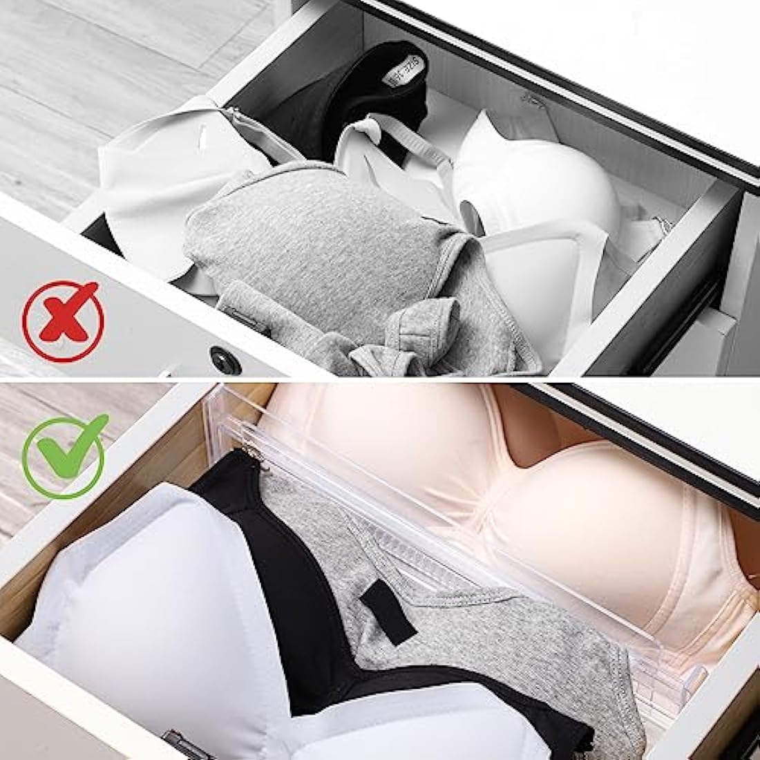 Yafe 6-Pack Adjustable Drawer Dividers – Clear Plastic Organizers