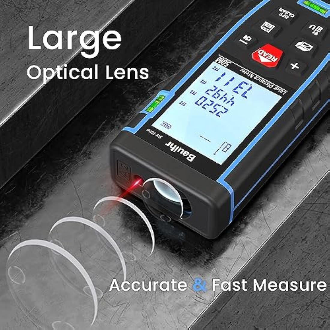 Bauihr Laser Measure Device | 165ft Distance Meter with 2 Bubble Levels