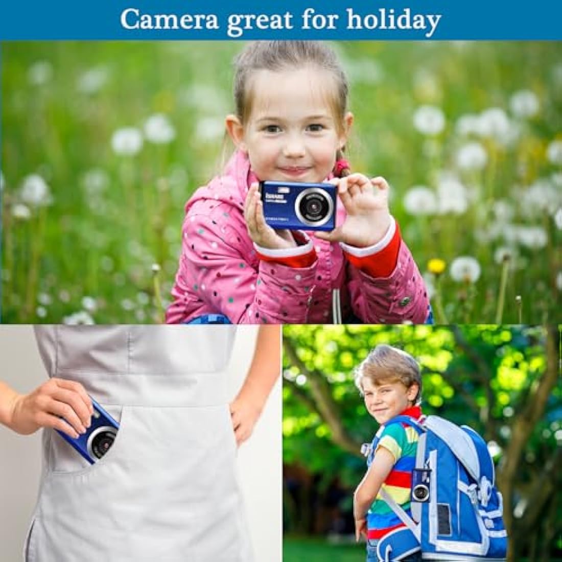Digital Camera – 1080P 30MP Point and Shoot for Kids (Blue)