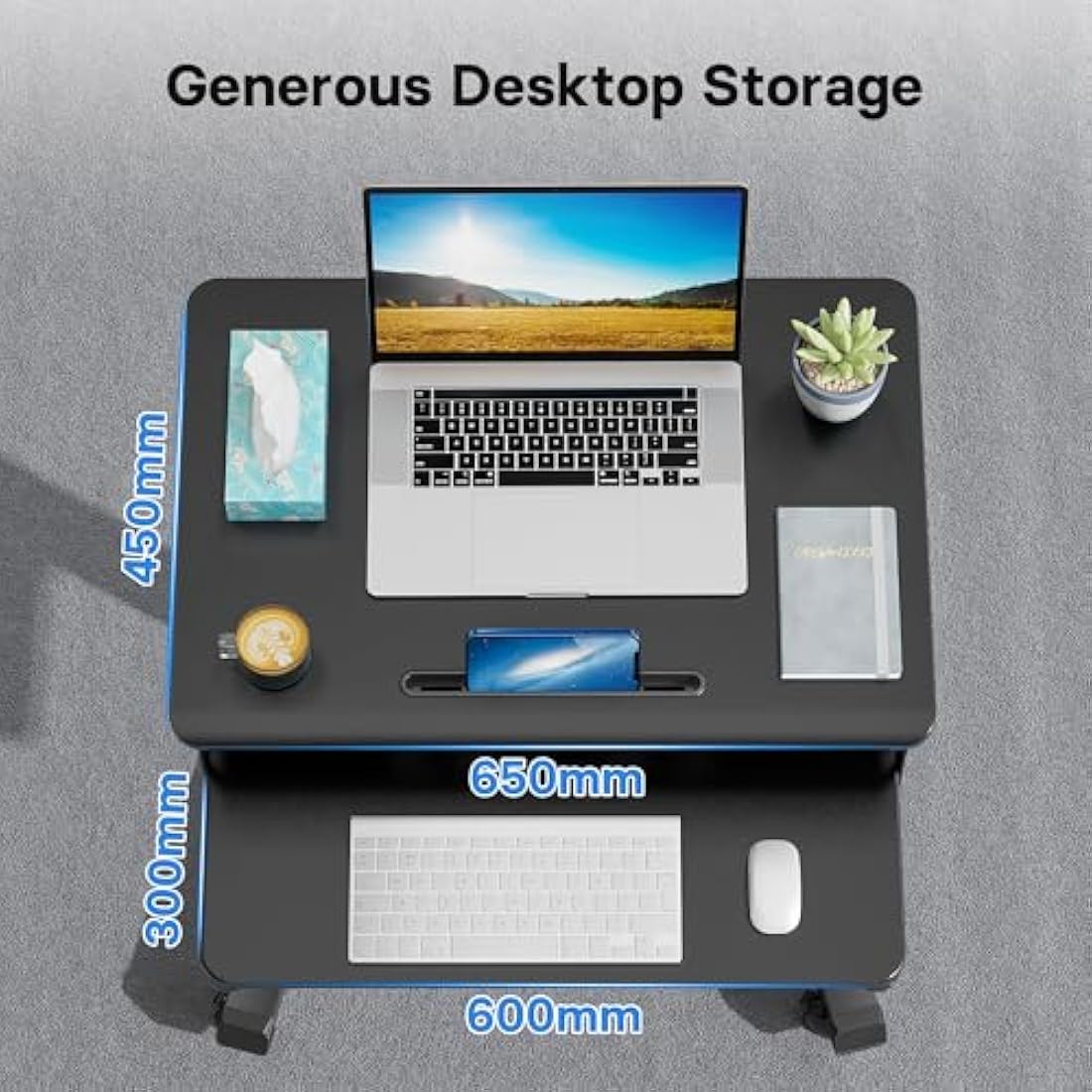 BONTEC Mobile Standing Desk – Height Adjustable Two-Tier Laptop Workstation