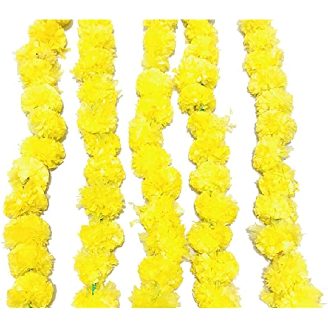 Jolof Store Artificial Marigold Garland - 5ft Yellow Floral Decor (5 Pack)
