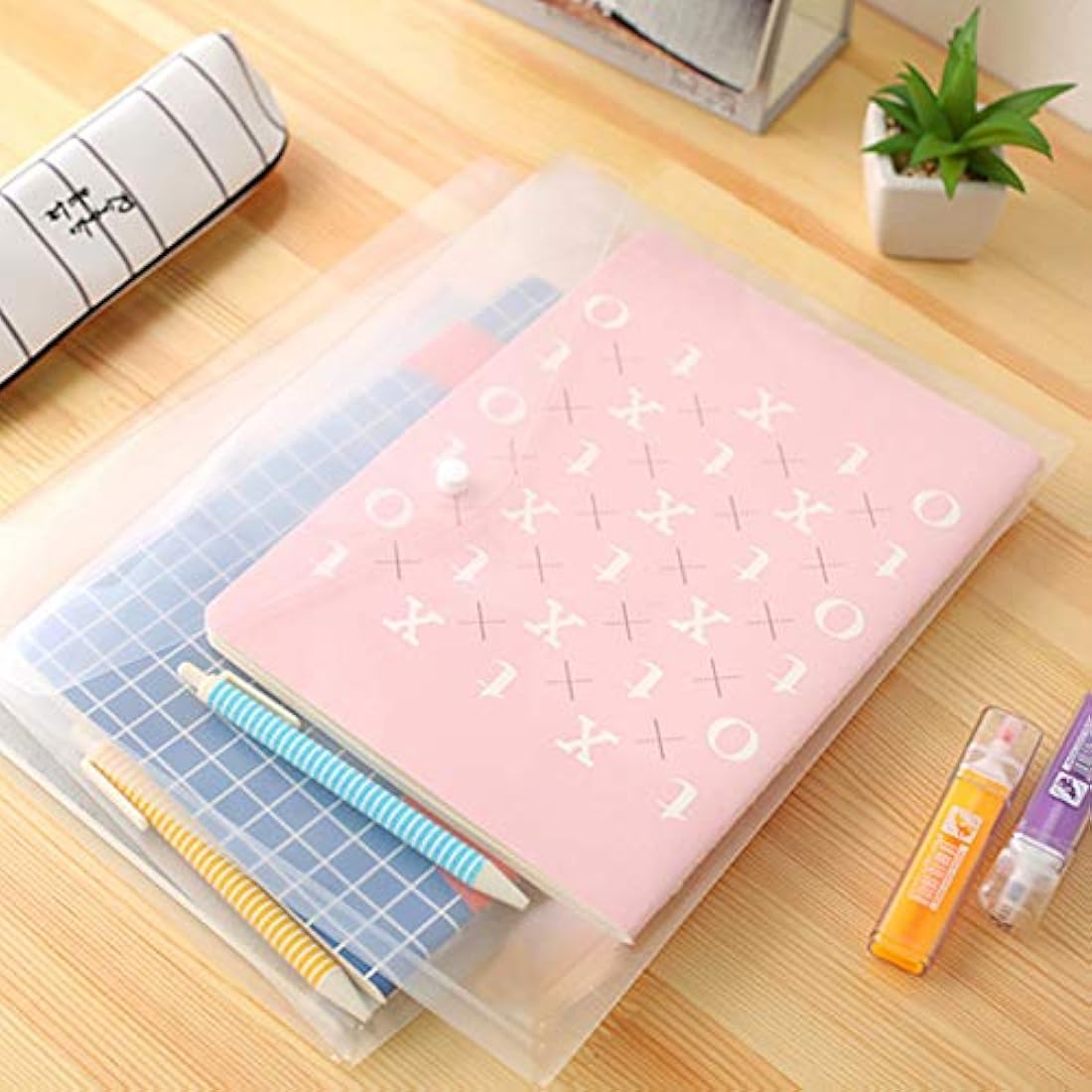 Jolof Store A4 Clear Plastic Wallets – 24 Pack Document Folders with Popper