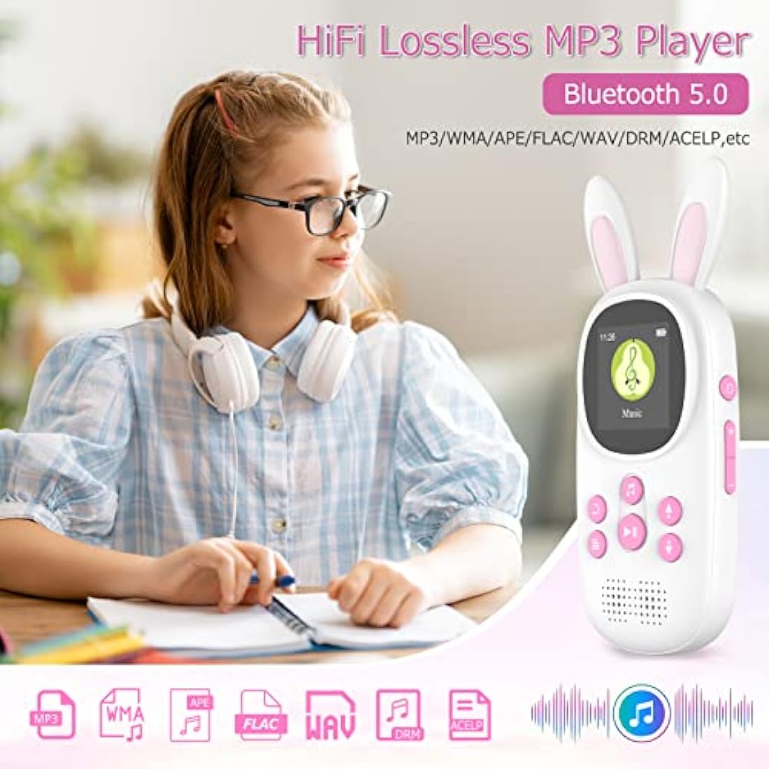Bunny Kids MP3 Player with Bluetooth 5.0 and Speaker