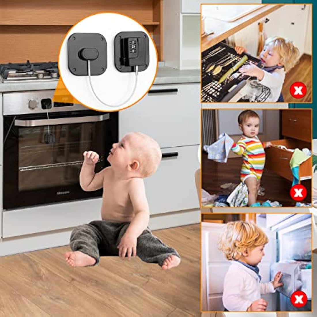 Evilsoul Password Fridge Lock – 2PCS Adhesive Child Safety Combination Lock