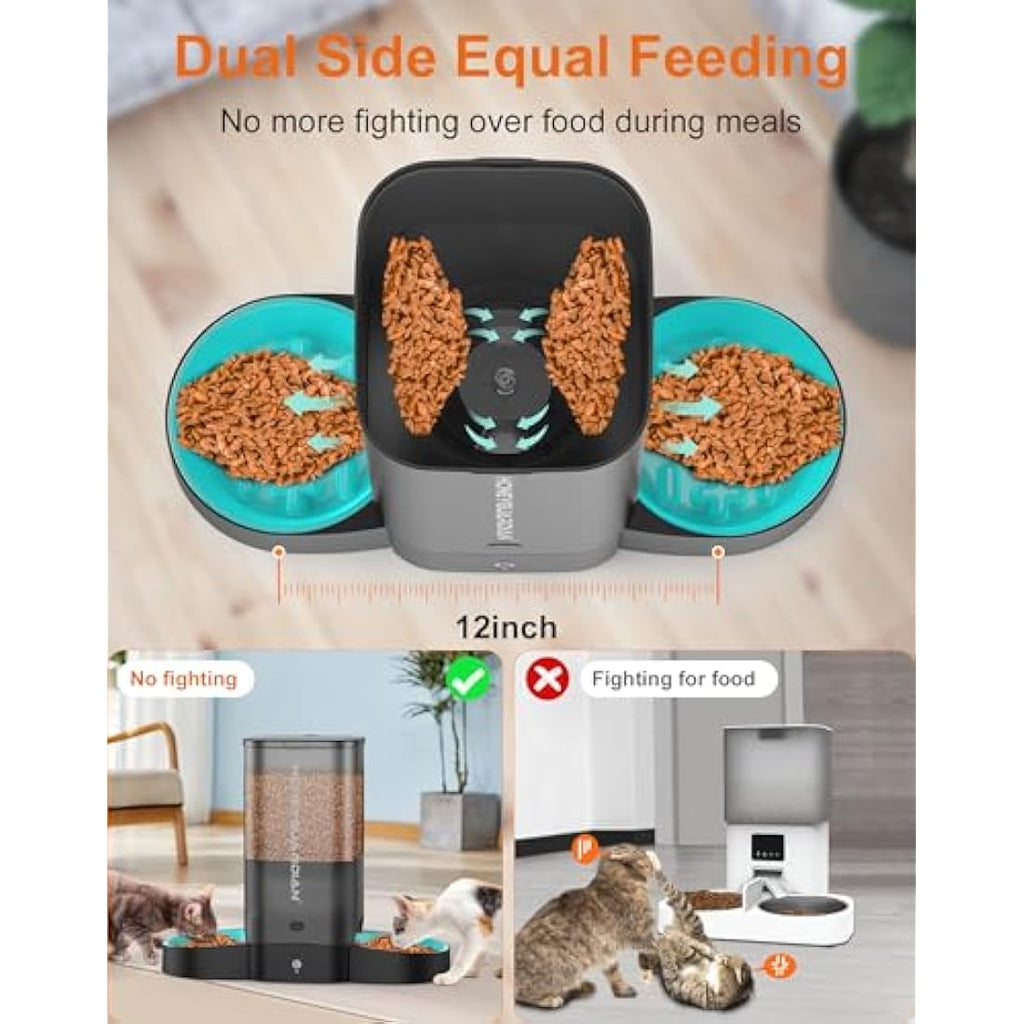 HoneyGuaridan WiFi Automatic Cat Feeder | 3.5L Smart Dual Bowl Pet Dispenser