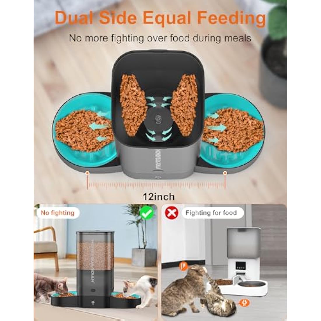 HoneyGuaridan WiFi Automatic Cat Feeder | 3.5L Smart Dual Bowl Pet Dispenser