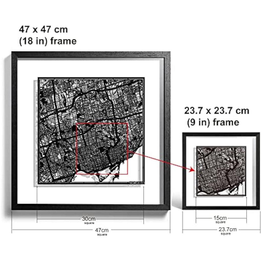 Toronto Paper Cut Map Wall Art – Jolof Store Framed 9x9 Paper Art