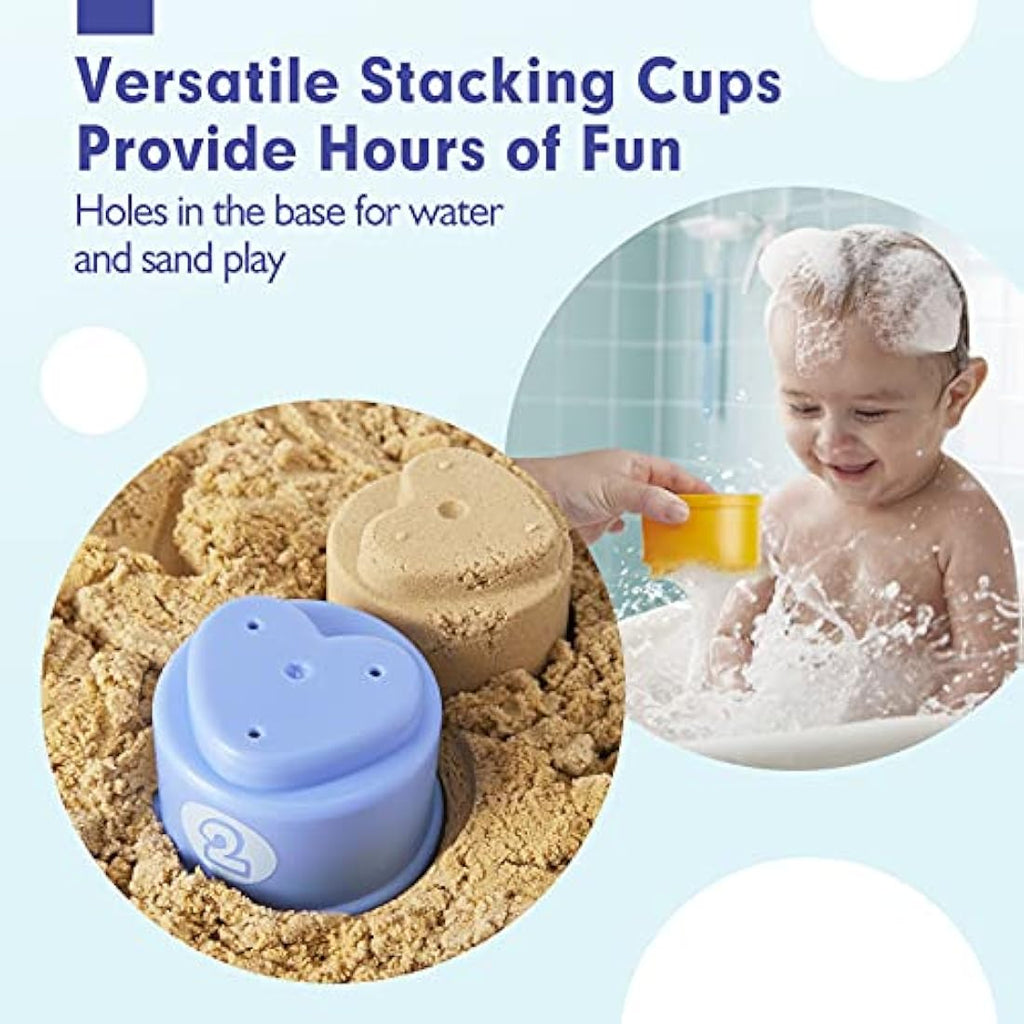 Hahaland Rainbow Stacking Cups – 10 Pcs Educational Baby Bath Toys