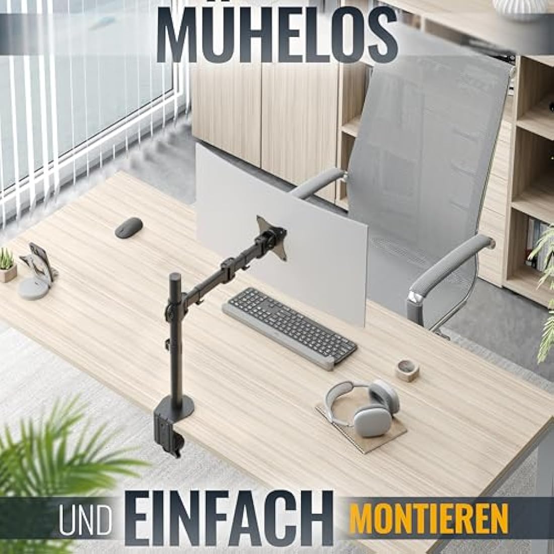 RICOO Monitor Stand – Swivel Tilt Desk Mount for 12-29 Inch Screens