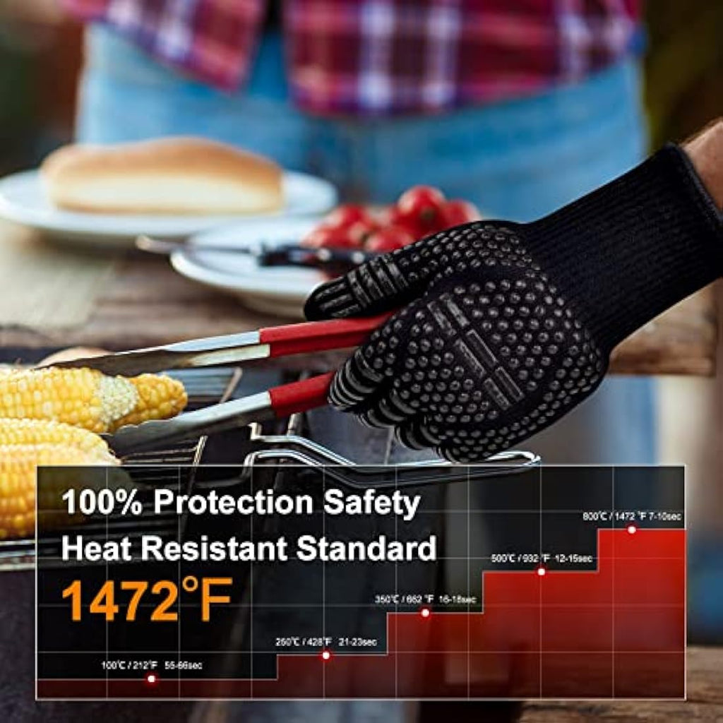 Flintronic Heat Resistant Grill Gloves | 1472°F Fireproof Oven Mitts