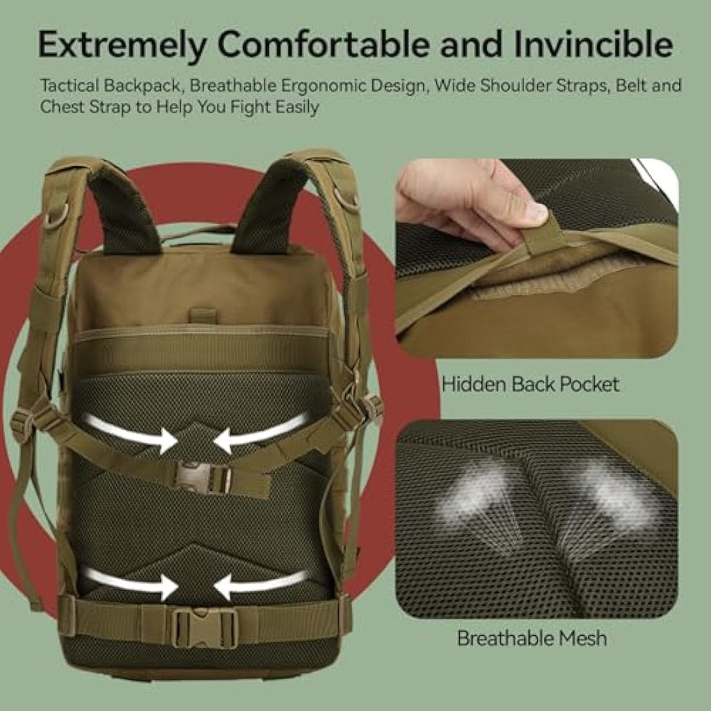 Delgeo 45L Military Tactical Backpack | Waterproof Molle Assault Pack