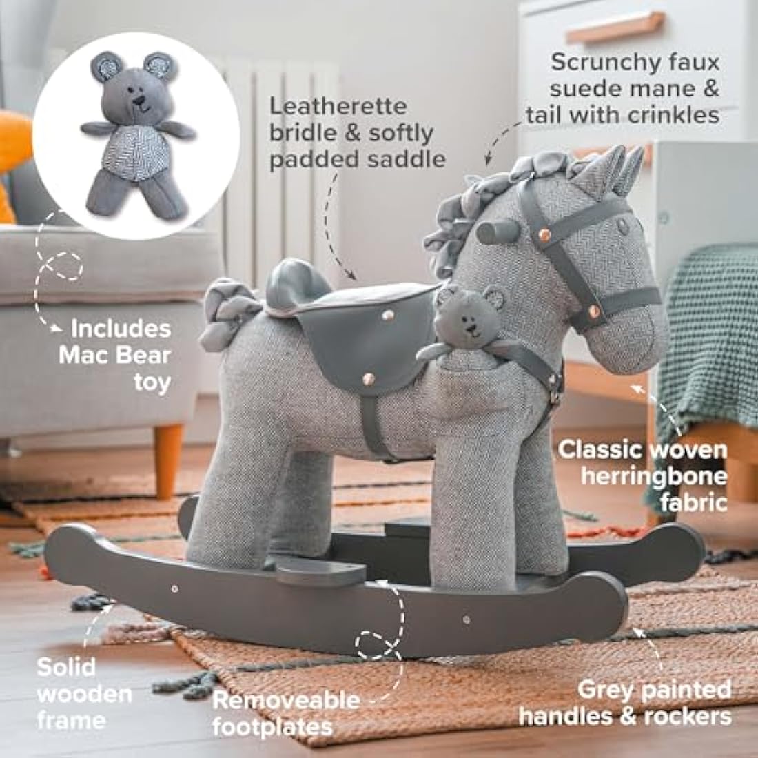 Little Bird Told Me Stirling & Mac Rocking Horse | Plush Wooden Toy