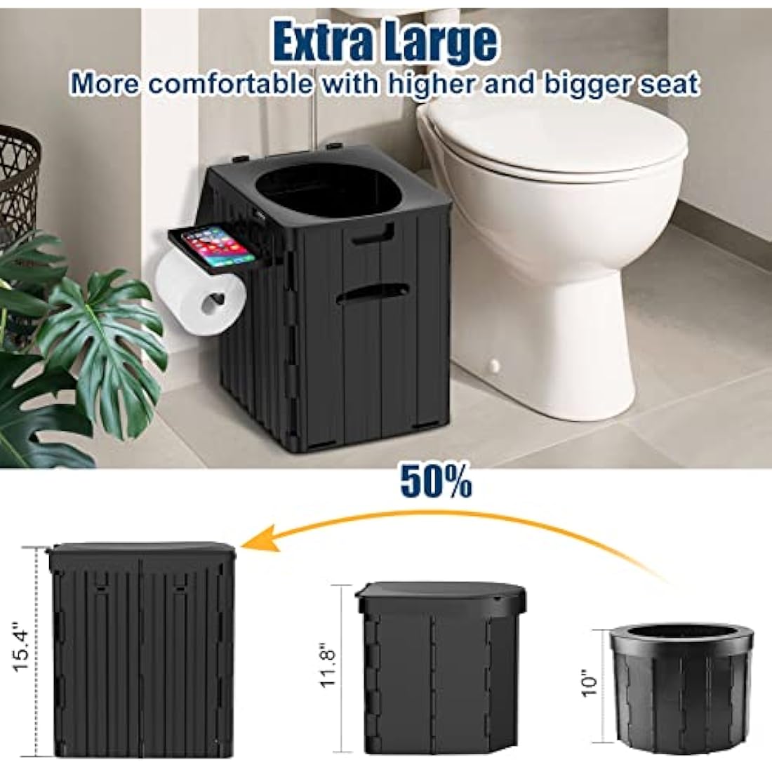 WADEO Extra-Large Folding Camping Toilet | Heavy-Duty Portable Potty