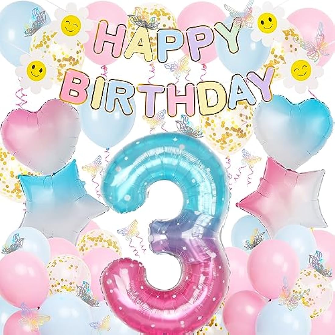 3rd Birthday Decorations - Gradient Number 3 Balloon Kit