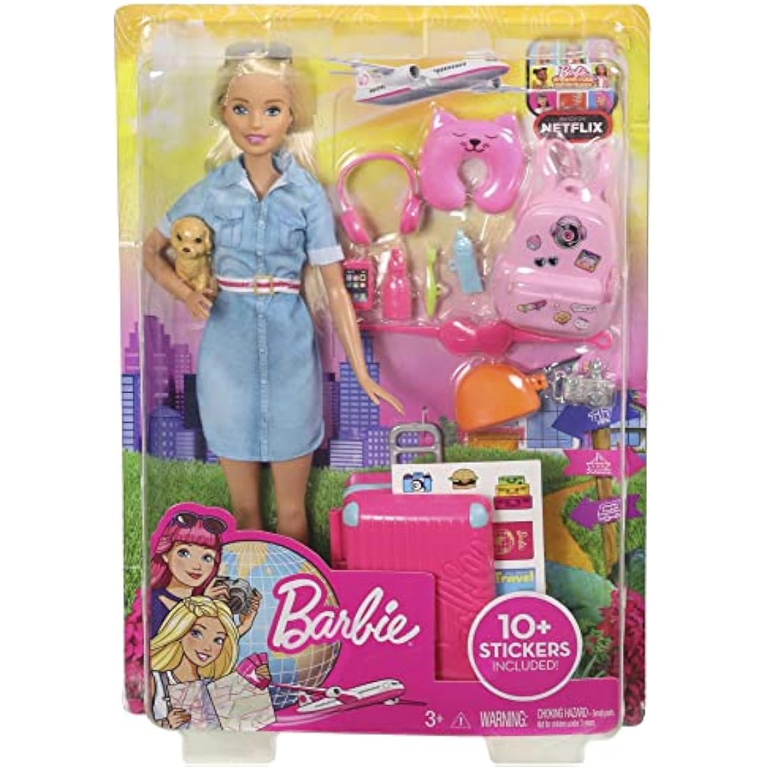 Barbie Travel Doll – Blonde Doll with Suitcase and 10+ Accessories