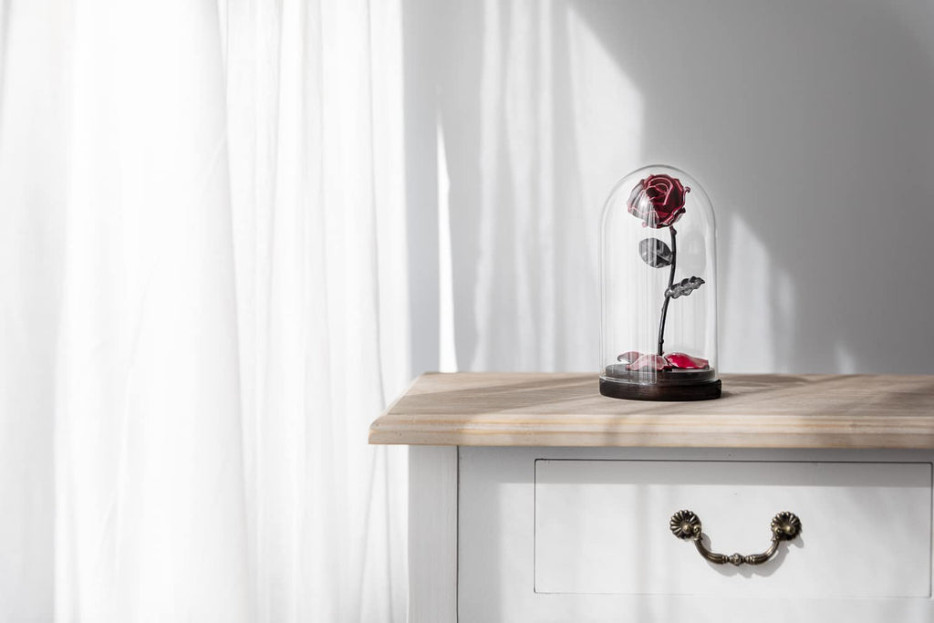 Forging Art Bcn Hand Forged Enchanted Rose in Glass Dome - Wrought Iron