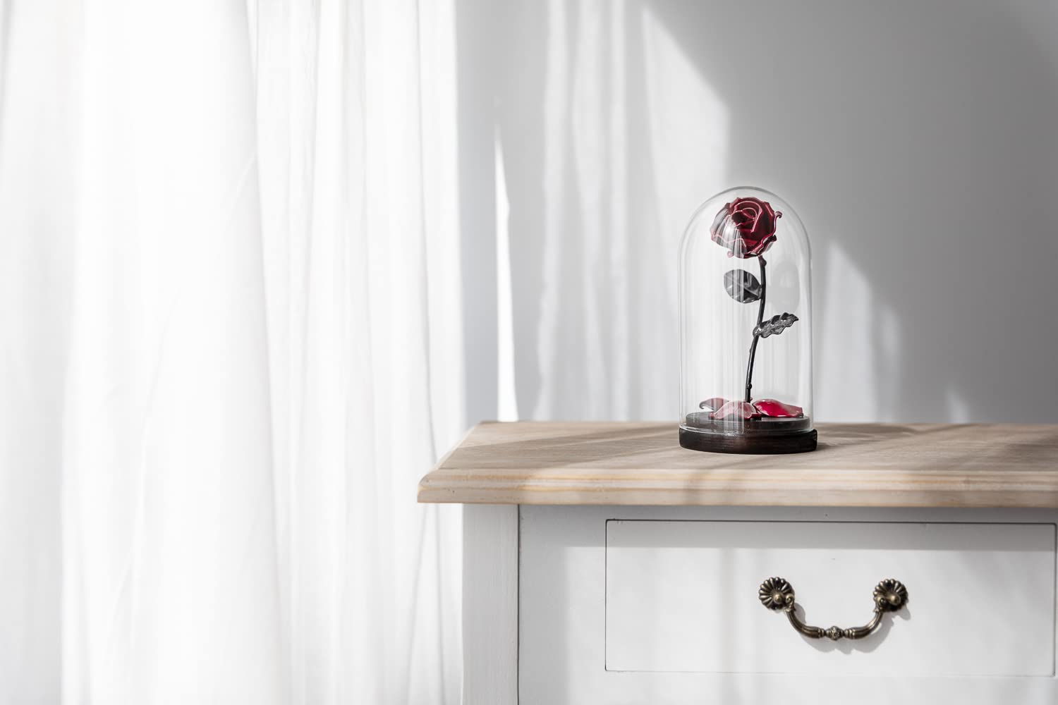 Forging Art Bcn Hand Forged Enchanted Rose in Glass Dome - Wrought Iron