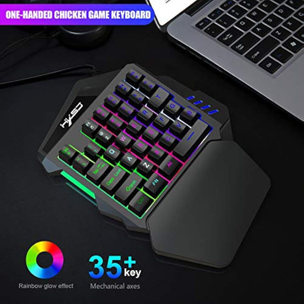 HXSJ Single Handed Gaming Keyboard and Mouse Combo | LED Backlight