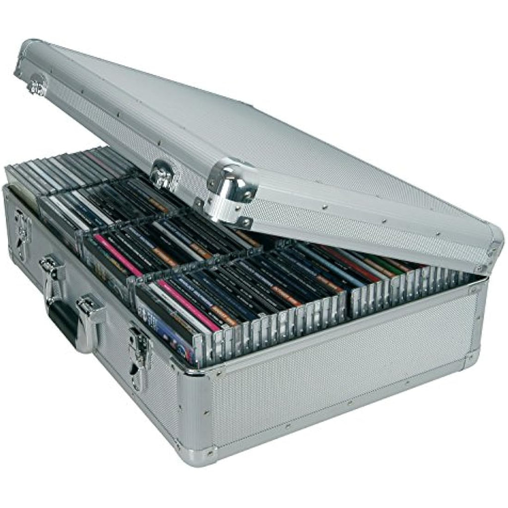 Citronic Aluminium CD Storage Case | Lockable Media Organizer - 120 CDs