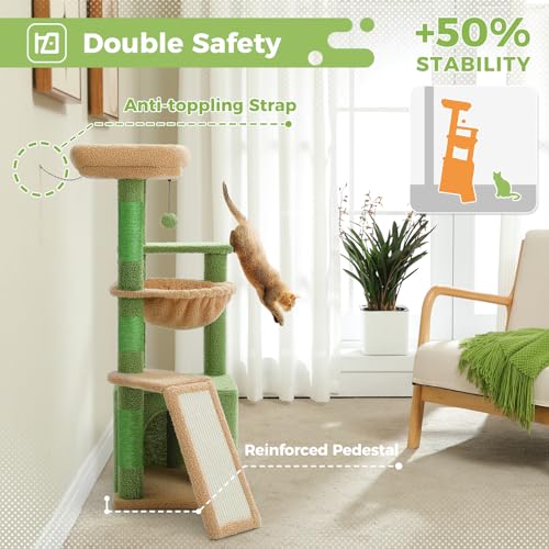 PAWZ Road Cactus Cat Tree – 90cm Indoor Cat Tower with Condo & Hammock