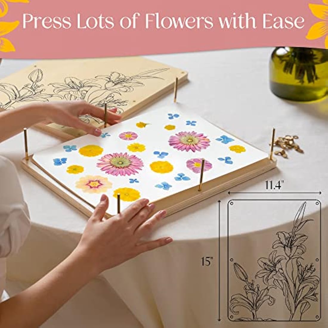 Berstuk Extra Large Flower Press Kit | 15x11.4" Wooden Preservation Kit