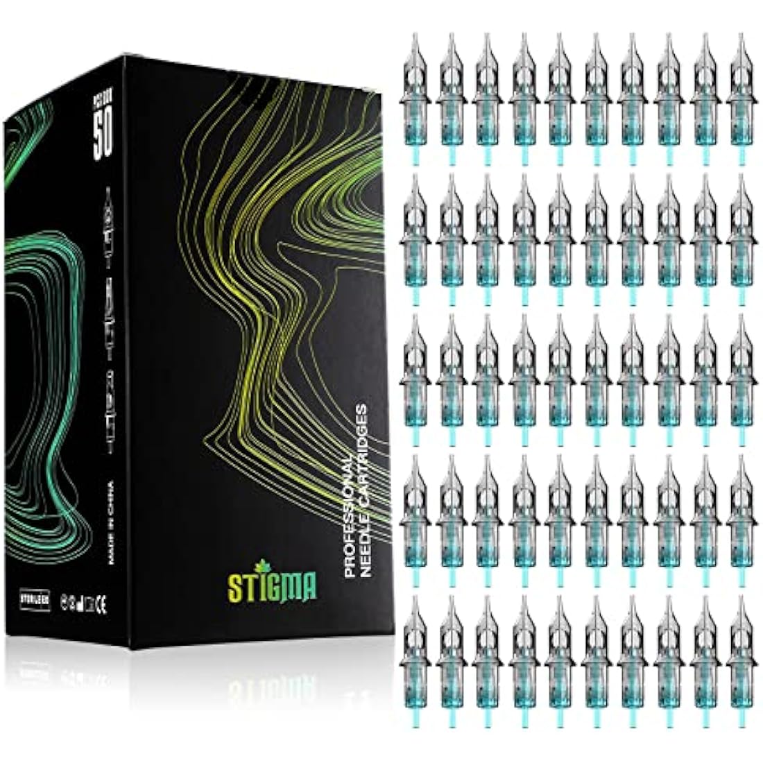 STIGMA 50Pcs Tattoo Cartridge Needles – Mixed Round Liner 1RL-9RL