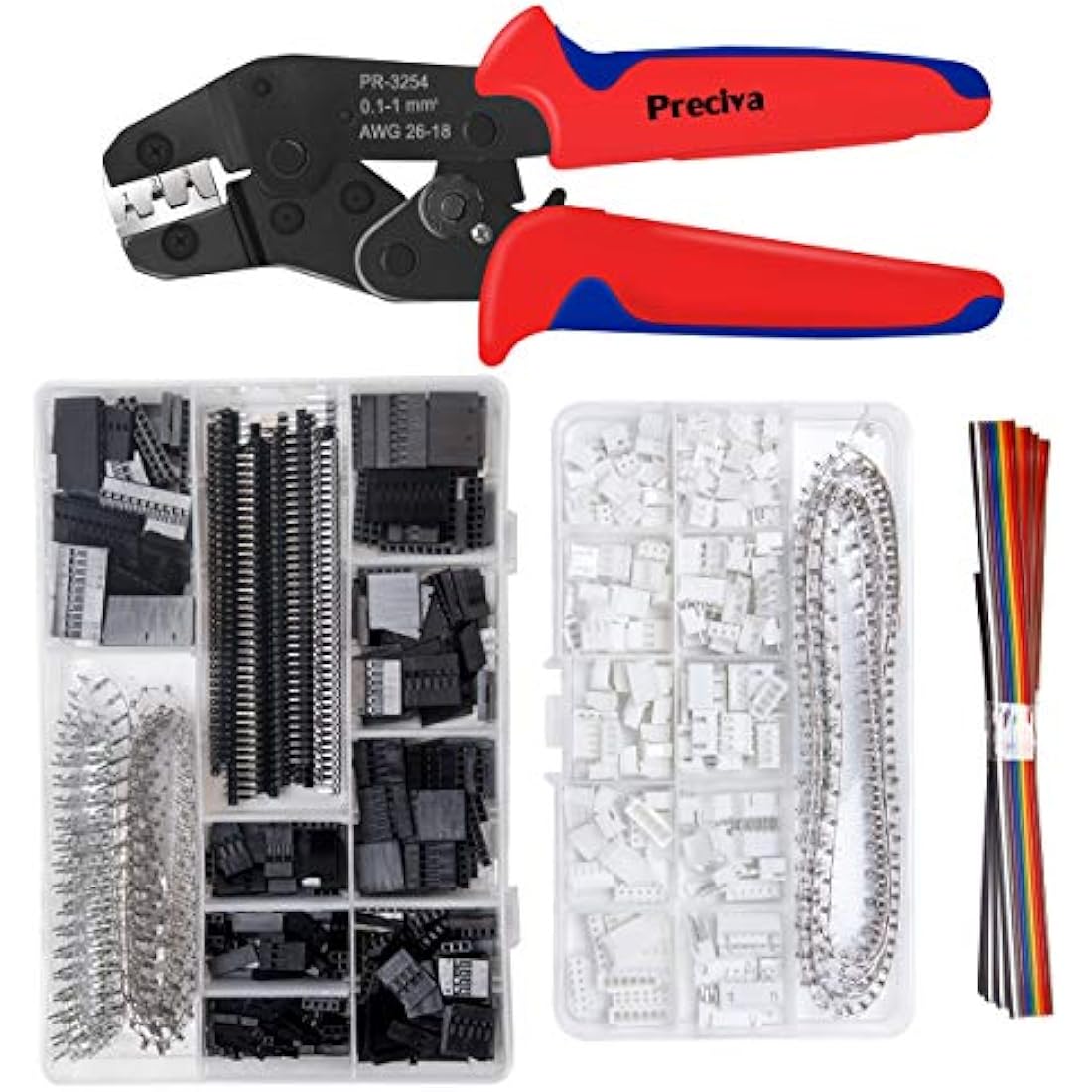 Preciva Dupont Crimping Tool Kit | 2010PCS JST Connectors & Ratchet Crimper
