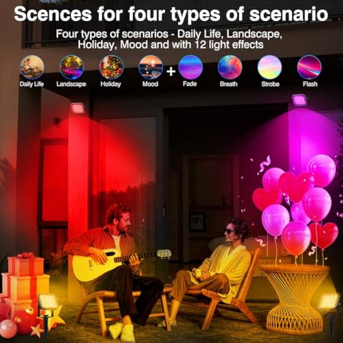 NATPOW RGB Landscape Spotlights | Bluetooth App Control Garden Lights
