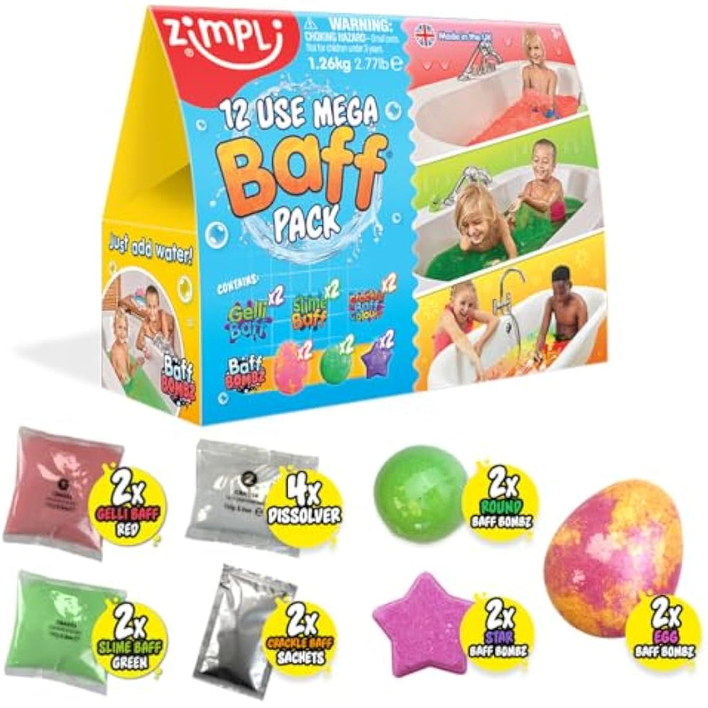 Zimpli Kids Mega Baff Pack – 12 Use Sensory Bath Toy Gift Set