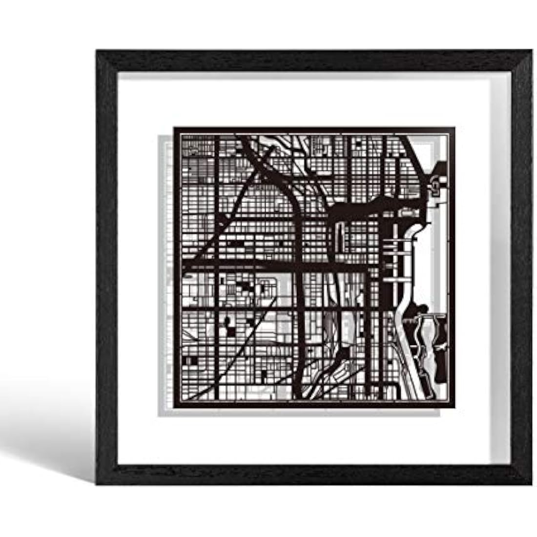 Jolof Store Chicago Paper Cut Map – Framed 9x9 Laser Cut Wall Art